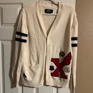 Rare 10.Deep Varsity Patch Knit Cardigan Sweater | Small